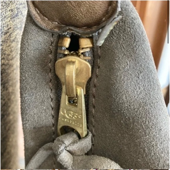 UGG Gray Suede Fringed Shoulder Bag - Picture 6 of 7